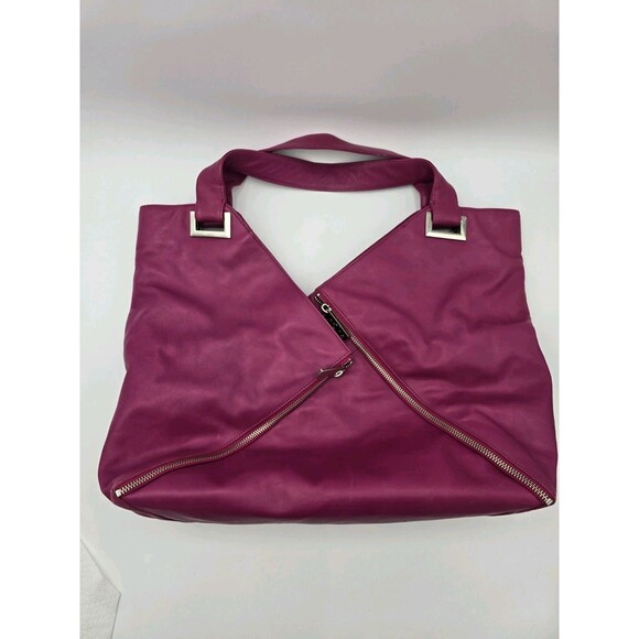 KOOBA Magenta Pink Oversized Leather Ryder Shoulder Purse Handbag Zipper Dustbag - Picture 13 of 15